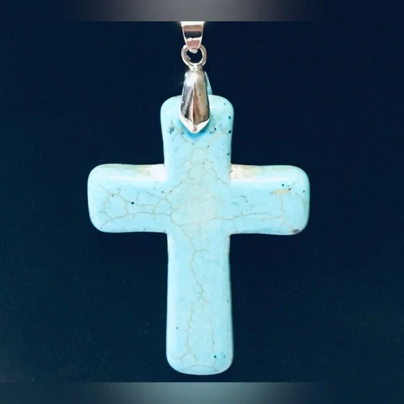 Turquoise Cross Pendant, 2” Long, NWOT - Picture 2 of 3